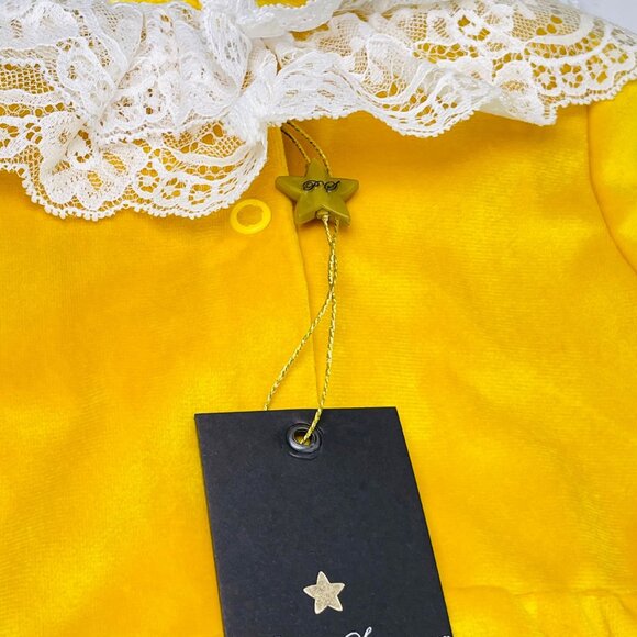 NWT Piccola Speranza Marigold Yellow Lace Ruffle Collar Bubble Romper Outfit 3m - Picture 7 of 11